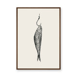 Fish Hook Vintage Wall Art – Black Ink Illustration on Cream
