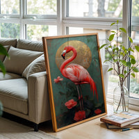 Flamingo Floral Aesthetic Home Art Décor Poster, Tropical Bird Print for Home Decor