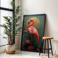 Flamingo Floral Aesthetic Home Art Décor Poster, Tropical Bird Print for Home Decor