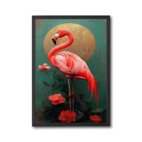 Flamingo Floral Aesthetic Home Art Décor Poster, Tropical Bird Print for Home Decor