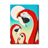 Flamingo Modern Pop-Art Wall Art – Red Birds on Teal and Cream