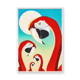 Flamingo Modern Pop-Art Wall Art – Red Birds on Teal and Cream