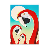 Flamingo Modern Pop-Art Wall Art – Red Birds on Teal and Cream