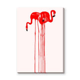 Flamingo Pair Abstract Wall Art – Red Dripping Bird Illustration