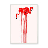 Flamingo Pair Abstract Wall Art – Red Dripping Bird Illustration