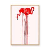 Flamingo Pair Abstract Wall Art – Red Dripping Bird Illustration