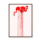 Flamingo Pair Abstract Wall Art – Red Dripping Bird Illustration