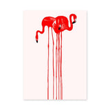 Flamingo Pair Abstract Wall Art – Red Dripping Bird Illustration