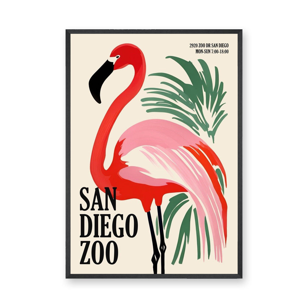 Flamingo Retro Wall Art – San Diego Zoo Botanical Typography Print