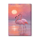 Flamingo Sunset Modern Wall Art – Pastel Pink Coastal Scene