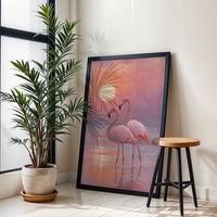 Flamingos at Sunset Aesthetic Wall Print Décor Poster Print