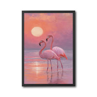 Flamingos at Sunset Aesthetic Wall Print Décor Poster Print