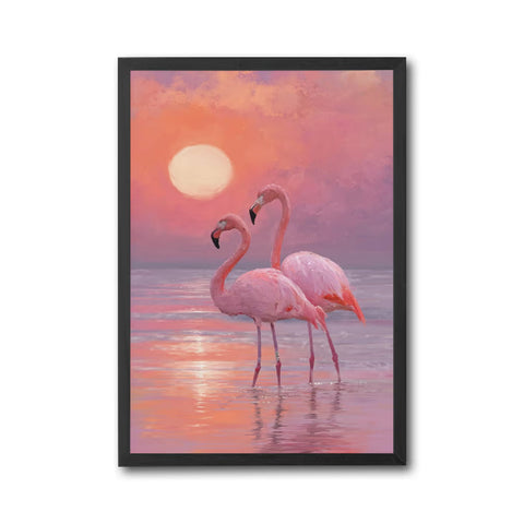 Flamingos at Sunset Aesthetic Wall Print Décor Poster Print
