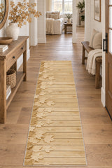 Floral 3D Runner Rug – Beige in a hallway