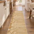 Floral 3D Runner Rug – Beige in a kitchen