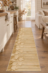 Floral 3D Runner Rug – Beige in a kitchen