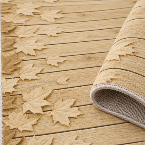 Floral 3D Runner Rug – Beige – texture close-up