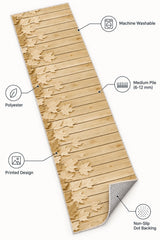 Floral 3D Runner Rug – Beige – features