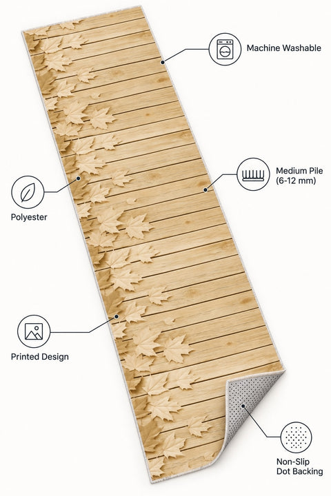 Floral 3D Runner Rug – Beige – features