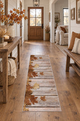 Floral 3D Runner Rug – Brown in a hallway