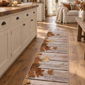 Floral 3D Runner Rug – Brown in a kitchen