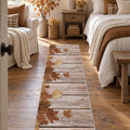 Floral 3D Runner Rug – Brown in a bedroom
