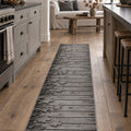 Floral 3D Runner Rug – Charcoal in a kitchen