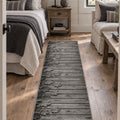 Floral 3D Runner Rug – Charcoal in a bedroom