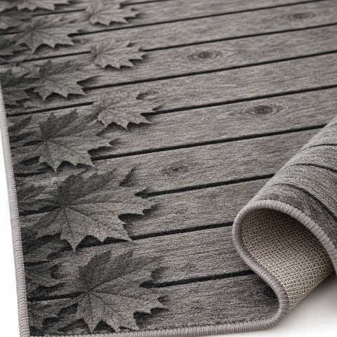Floral 3D Runner Rug – Charcoal – texture close-up