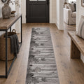 Floral 3D Runner Rug – Gray in a hallway