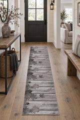 Floral 3D Runner Rug – Gray in a hallway