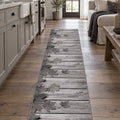 Floral 3D Runner Rug – Gray in a kitchen