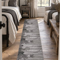 Floral 3D Runner Rug – Gray in a bedroom