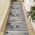 Floral 3D Runner Rug – Gray in a hallway