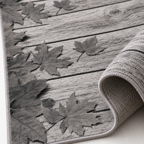 Floral 3D Runner Rug – Gray – texture close-up