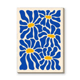 Floral Abstract Wall Art – Blue Daisies on Cream Background