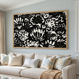 Floral Abstract Wall Art – Bold Black and White Botanical Pattern