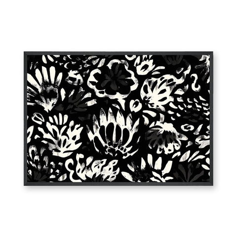 Floral Abstract Wall Art – Bold Black and White Botanical Pattern