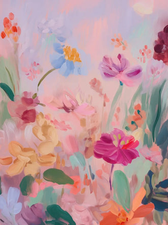 Floral Abstract Wall Art – Soft Pastel Botanical Garden Print