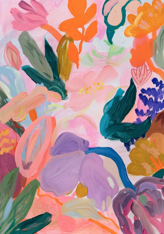 Floral Abstract Wall Art – Vibrant Botanical Painting Print