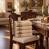 Floral Border Cotton Kitchen Towel Set of 4 – Brown in a dining room