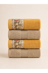 Striped Beige & Floral Mustard