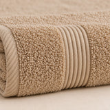 Floral Border Cotton Kitchen Towel Set of 4 – Striped Beige & Floral – texture close-up