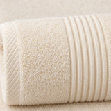 Floral Border Cotton Kitchen Towel Set of 4 – Striped Cream & Floral – texture close-up