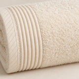Floral Border Cotton Kitchen Towel Set of 4 – Striped Cream & Floral – texture close-up