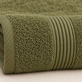 Floral Border Cotton Kitchen Towel Set of 4 – Striped Green & Floral – texture close-up