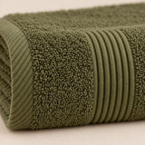 Floral Border Cotton Kitchen Towel Set of 4 – Striped Green & Floral – texture close-up