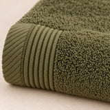 Floral Border Cotton Kitchen Towel Set of 4 – Striped Green & Floral – texture close-up