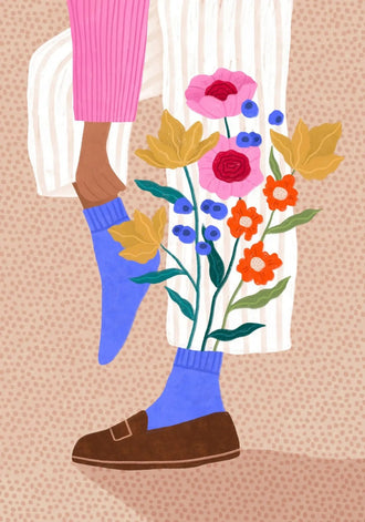 Floral Botanical Modern Wall Art – Illustrated Legs with Bright Flowers