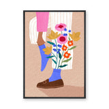 Floral Botanical Modern Wall Art – Illustrated Legs with Bright Flowers